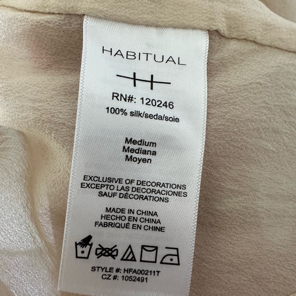 Habitual 100% Silk Shell Tank Beige Adjustable Straps Wrap Crop Back Size M - Picture 10 of 12